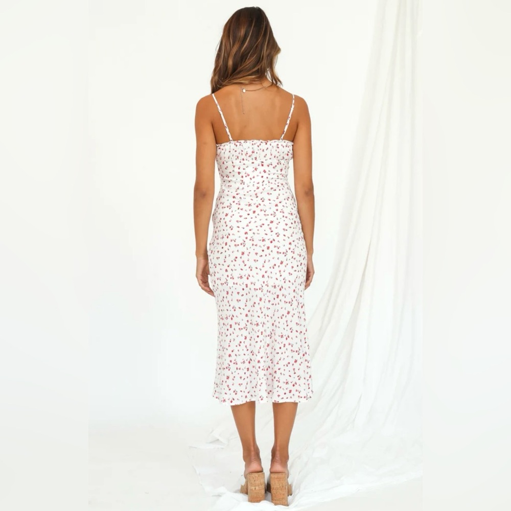 Hello Molly White Red Floral Midi Sun Dress Size L - Picture 4 of 16